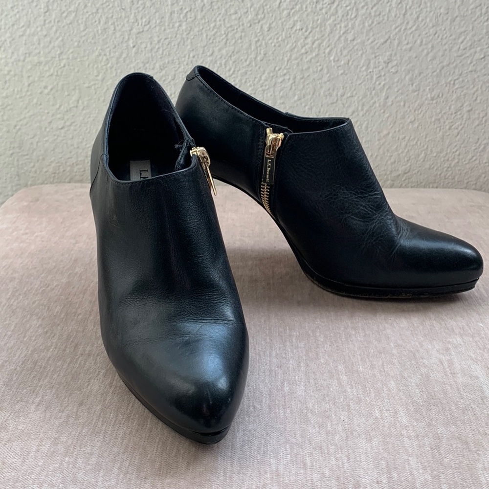 LK Bennett Black Leather Heeled Booties 5.5